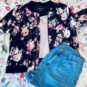Plus floral bomber jacket